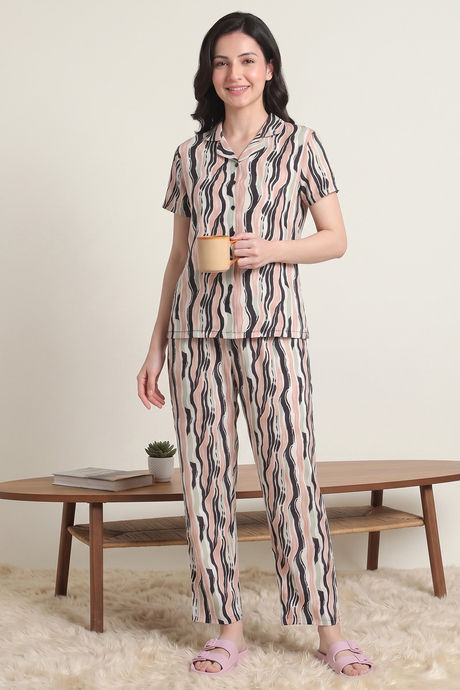 Zivame Naps Collection Knit Poly Pyjama Set - Black Beauty — image 5